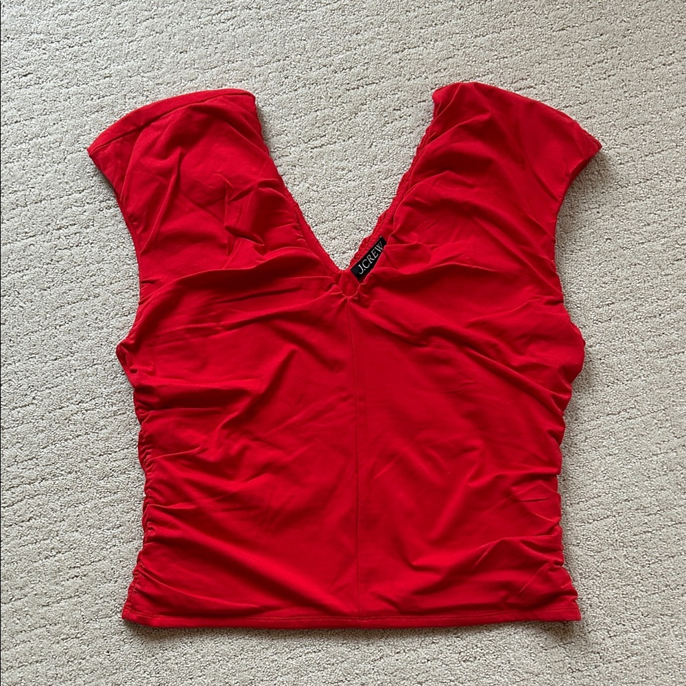 J. Crew v-neck ruched cap sleeve tee